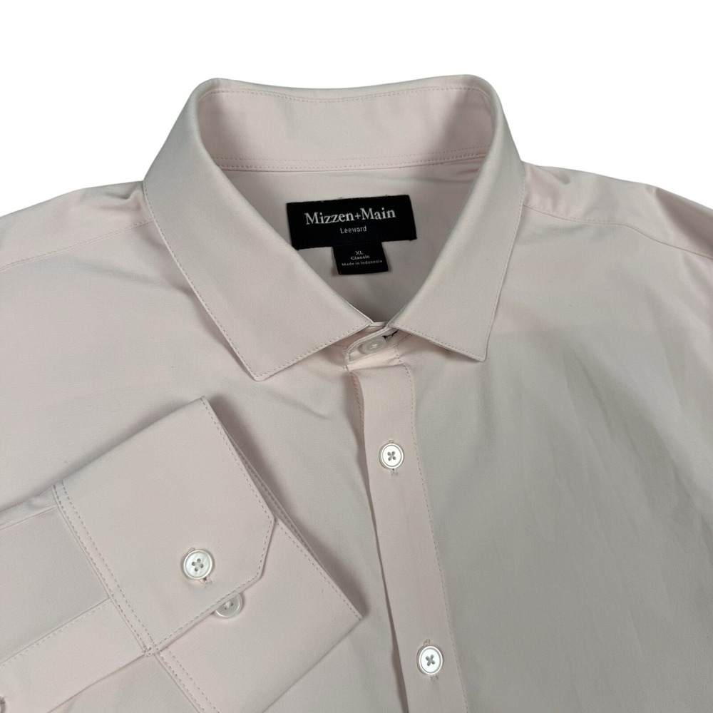 Mizzen + Main Leeward Classic No Tuck Solid Button Up Shirt, Sz XL Buisness Work